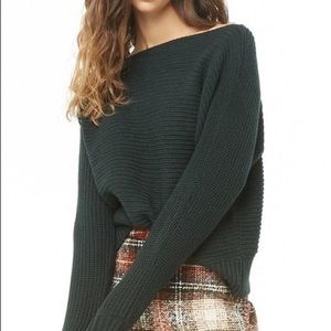 Forest green boat neck sweater